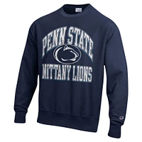 Men's Champion Navy Penn State Nittany Lions Vault Late Night Reverse Weave Pullover Sweatshirt