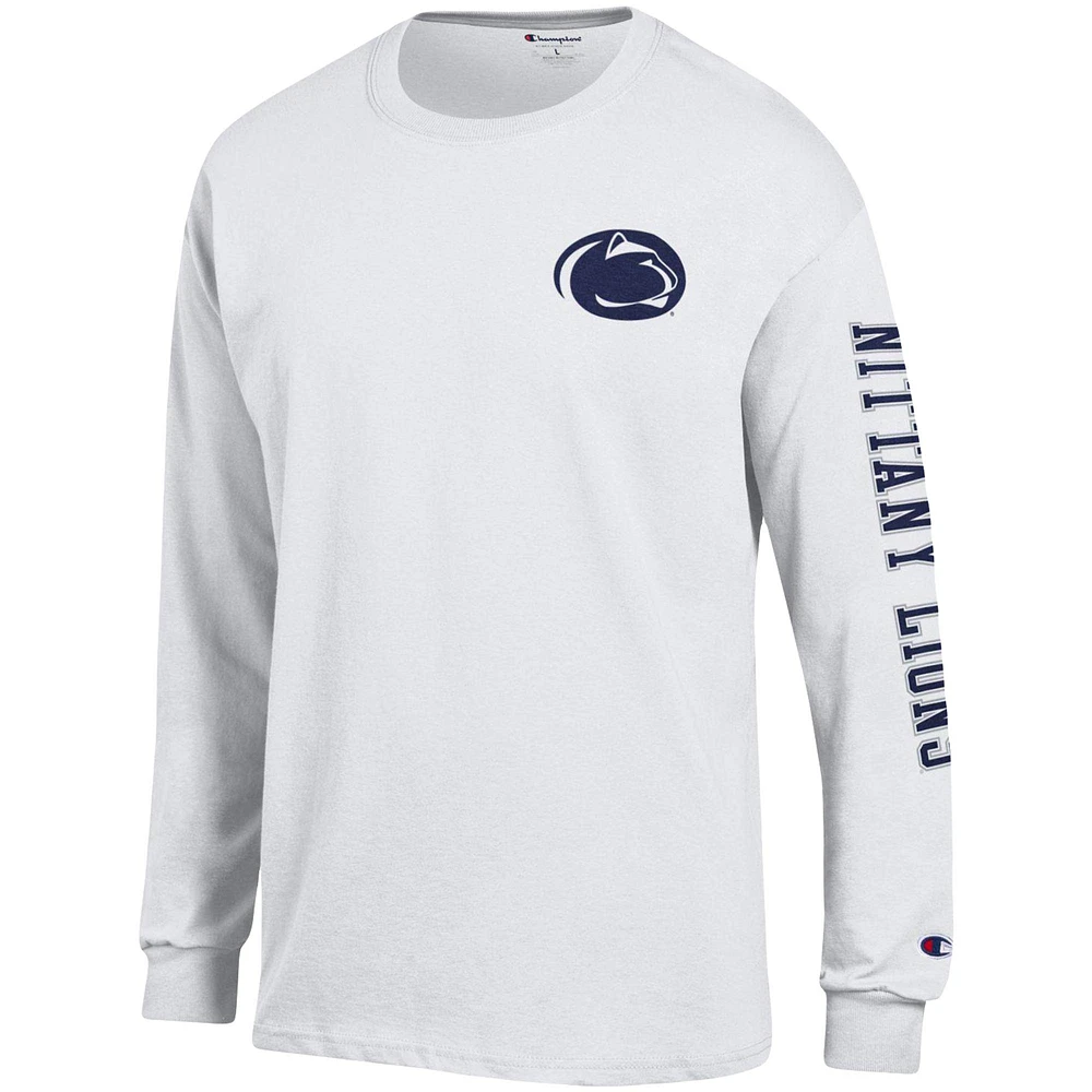 T-shirt à manches longues Champion Penn State Nittany Lions Team Stack pour homme, blanc