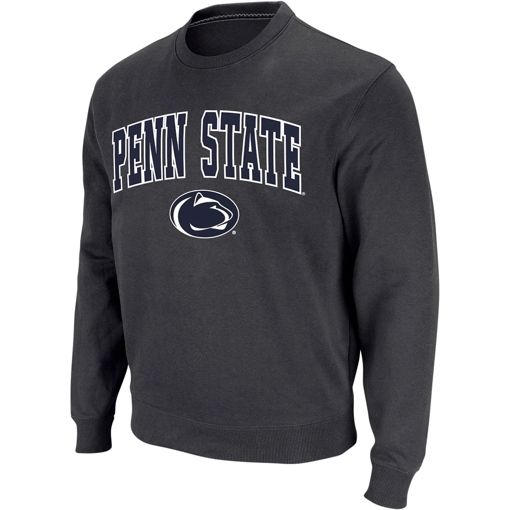 Colosseum Charcoal Penn State Nittany Lions Arch & Logo Crew Neck Sweatshirt Homme