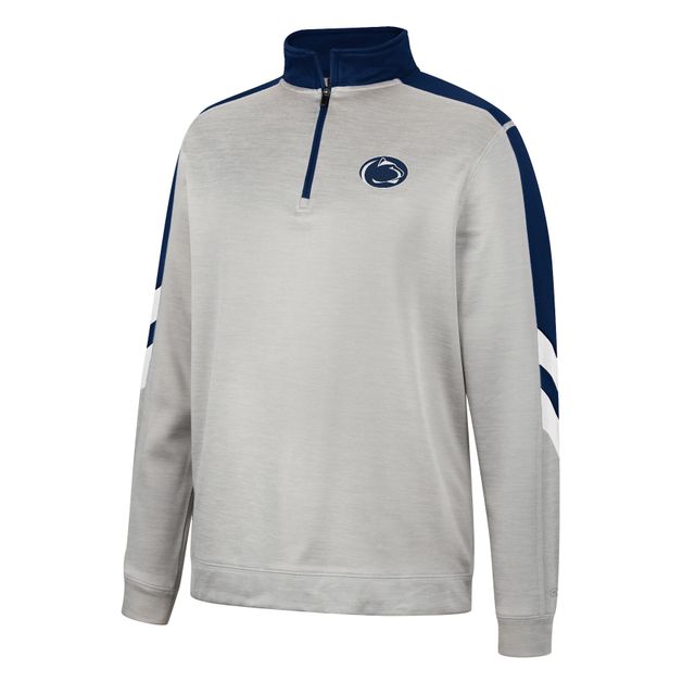 Colosseum Gray/Navy Penn State Nittany Lions Bushwood Fleece Quarter-Zip Jacket Homme