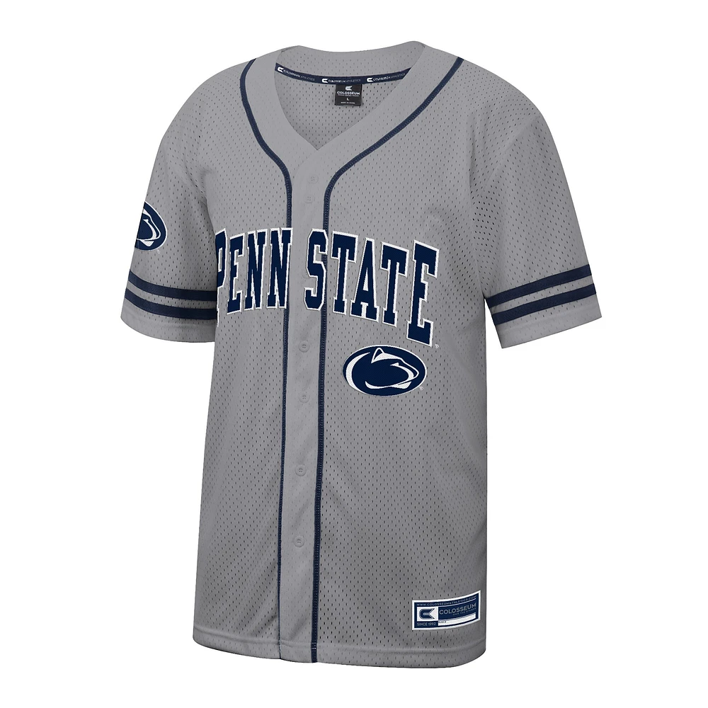Maillot de baseball Penn State Nittany Lions Free Spirited pour homme, gris Colosseum