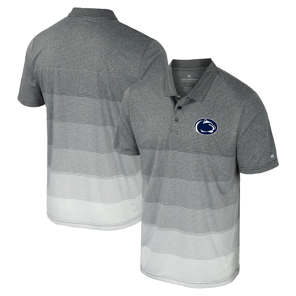 Men's Colosseum Gray Penn State Nittany Lions Striped Mesh Polo