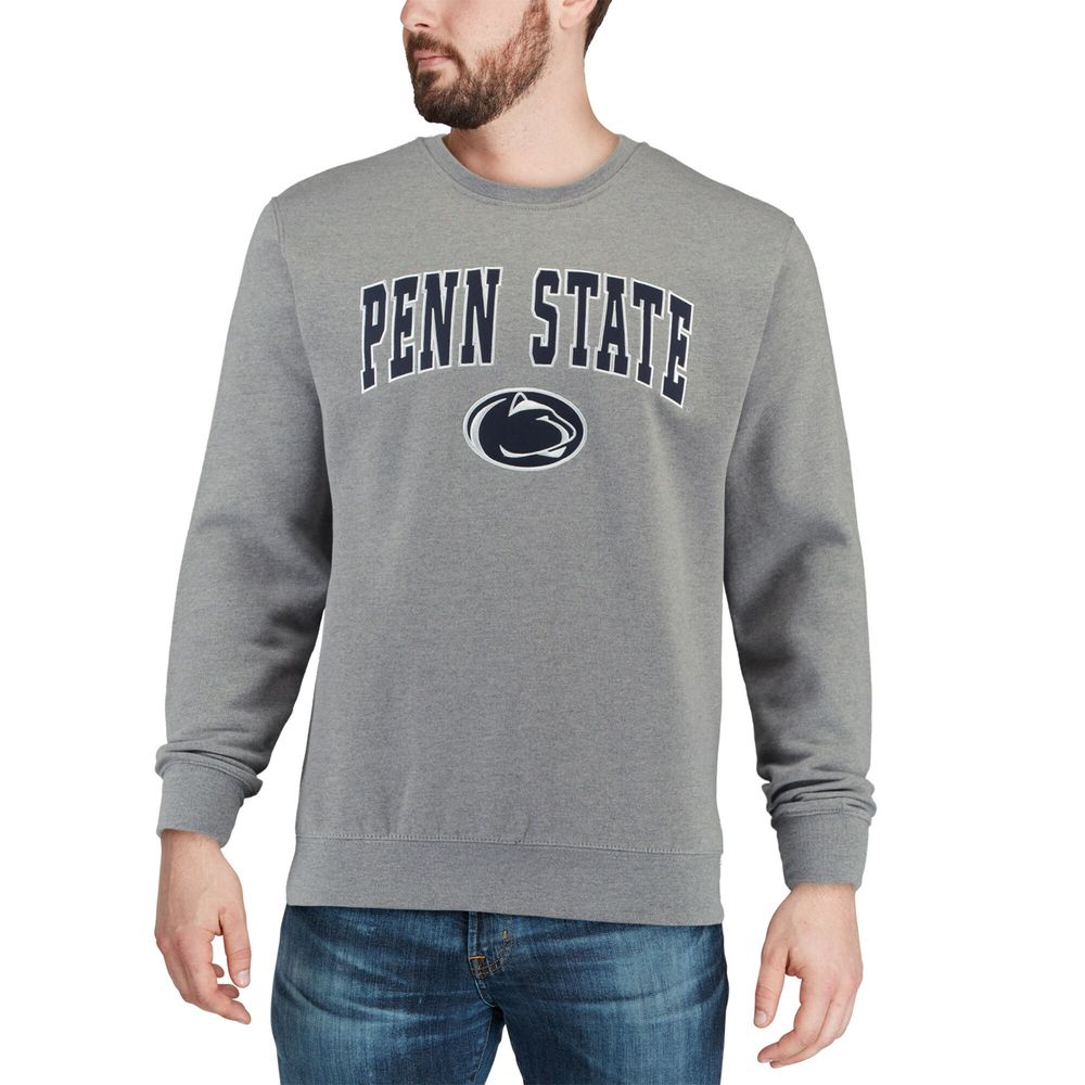 Men's Colosseum Heather Gray Penn State Nittany Lions Arch & Logo Crew Neck Sweatshirt