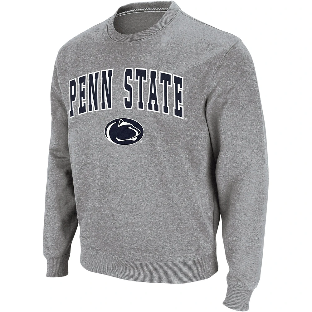 Men's Colosseum Heather Gray Penn State Nittany Lions Arch & Logo Crew Neck Sweatshirt