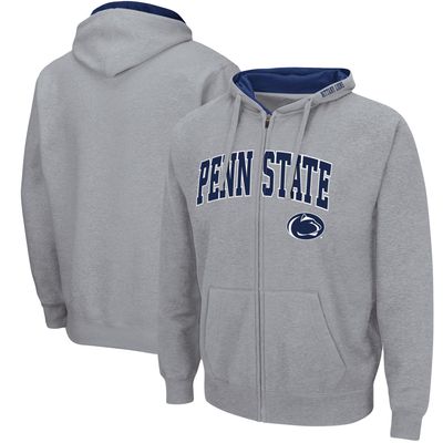 Men's Colosseum Heathered Gray Penn State Nittany Lions Arch & Logo 3.0 Full-Zip Hoodie