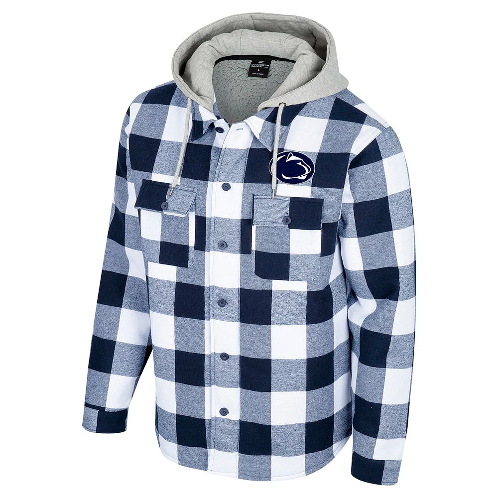 Men's Colosseum Navy/White Penn State Nittany Lions Buffalo Plaid Full-Zip Jacket