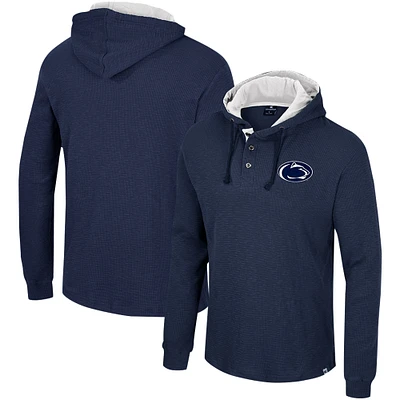 Colosseum Navy Penn State Nittany Lions Affirmative Thermal Hoodie T-shirt à manches longues pour homme