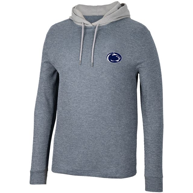 Colosseum Navy Penn State Nittany Lions Ballot Waffle-Knit Thermal T-shirt à capuche manches longues pour homme