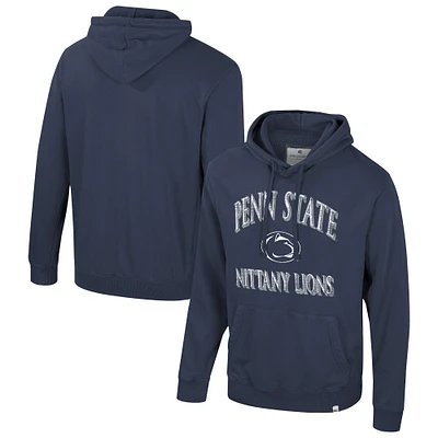 Men's Colosseum Navy Penn State Nittany Lions Big & Tall Cap E-Tan Pullover Hoodie