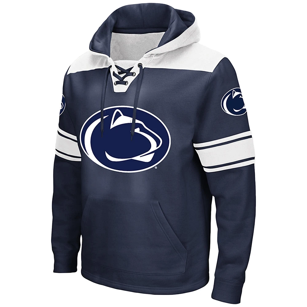 Men's Colosseum Navy Penn State Nittany Lions Big & Tall Hockey Lace-Up Pullover Hoodie