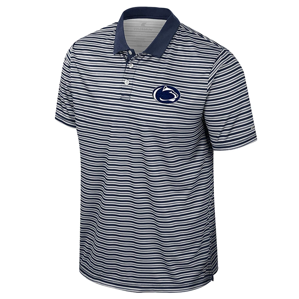Men's Colosseum Navy Penn State Nittany Lions Striped Polo