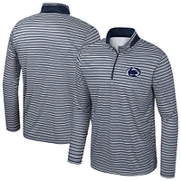 Men's Colosseum Navy Penn State Nittany Lions Striped Quarter-Zip Top