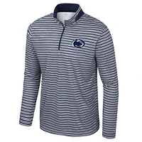 Men's Colosseum Navy Penn State Nittany Lions Striped Quarter-Zip Top