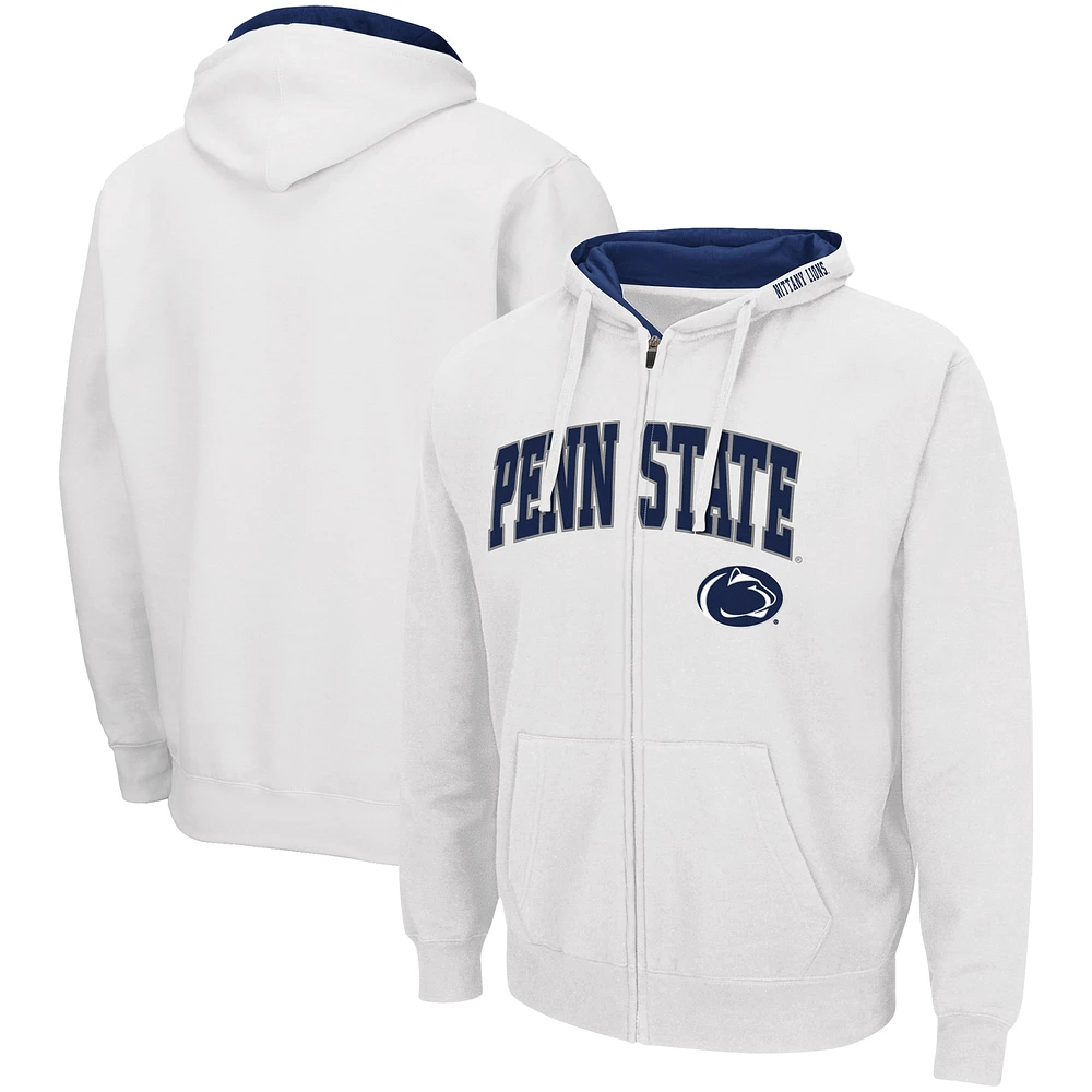 Colosseum White Penn State Nittany Lions Arch & Logo 3.0 Sweat à capuche entièrement zippé pour homme