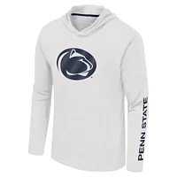 T-shirt à capuche manches longues avec logo Colosseum White Penn State Nittany Lions Lockup Active Blend pour hommes