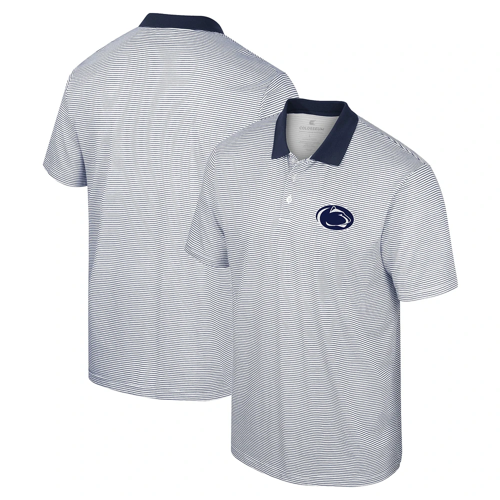 Men's Colosseum White Penn State Nittany Lions Print Stripe Polo