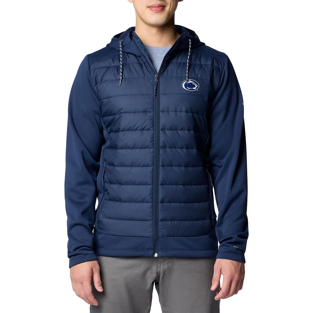 Men's Columbia  Navy Penn State Nittany Lions Out-Shield Hybrid Full-Zip Hoodie Jacket