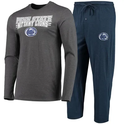 Penn State Nittany Lions Concepts Sport Meter Long Sleeve T-Shirt & Pants Sleep Set - Navy/Heathered Charcoal