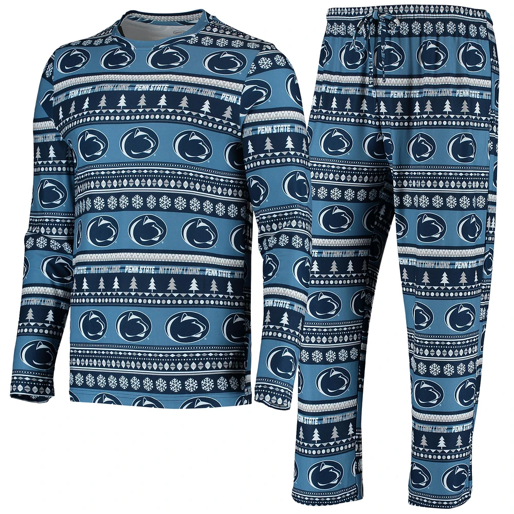 Concepts Sport Navy Penn State Nittany Lions Ugly Sweater Knit Haut à manches longues et ensemble pantalon