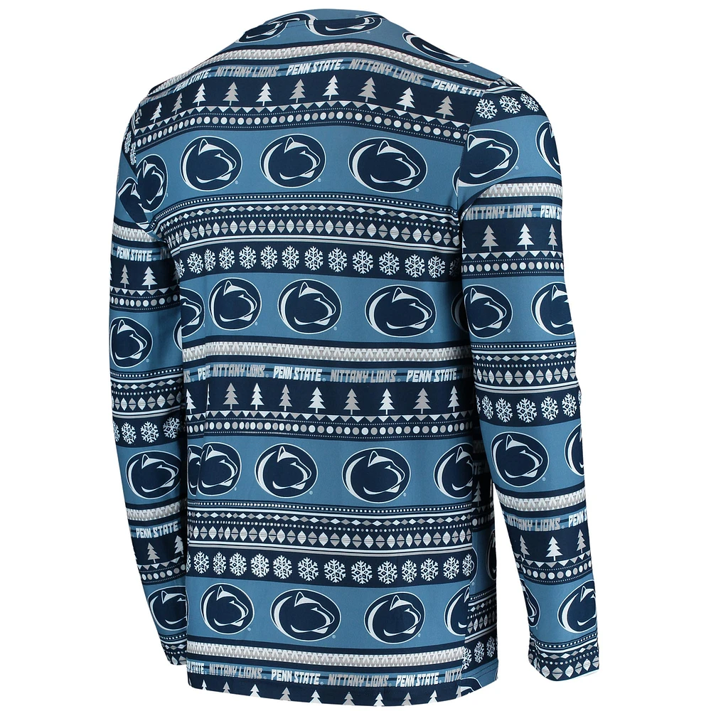 Concepts Sport Navy Penn State Nittany Lions Ugly Sweater Knit Haut à manches longues et ensemble pantalon