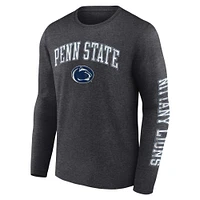 Men's Fanatics Heather Charcoal Penn State Nittany Lions Distressed Arch Over Logo Long Sleeve T-Shirt