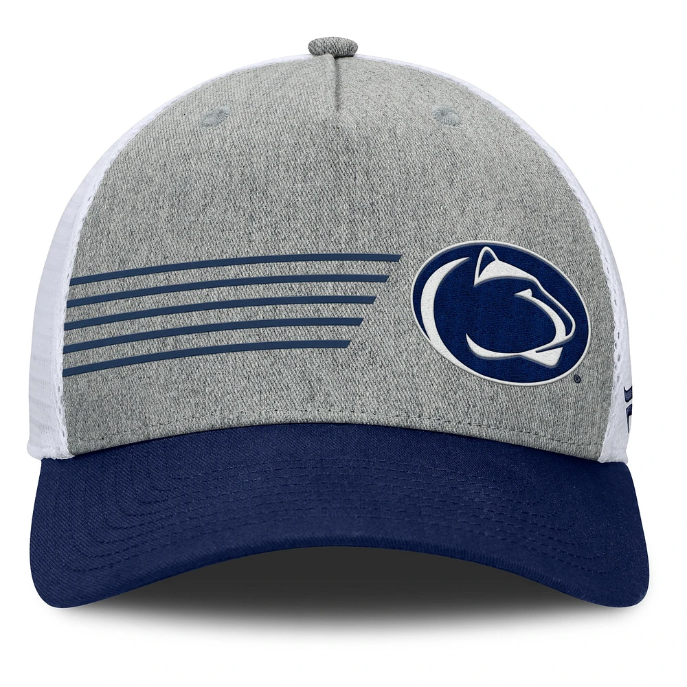 Casquette ajustable pour homme Fanatics Heather Grey/Navy Penn State Nittany Lions Profile Trucker