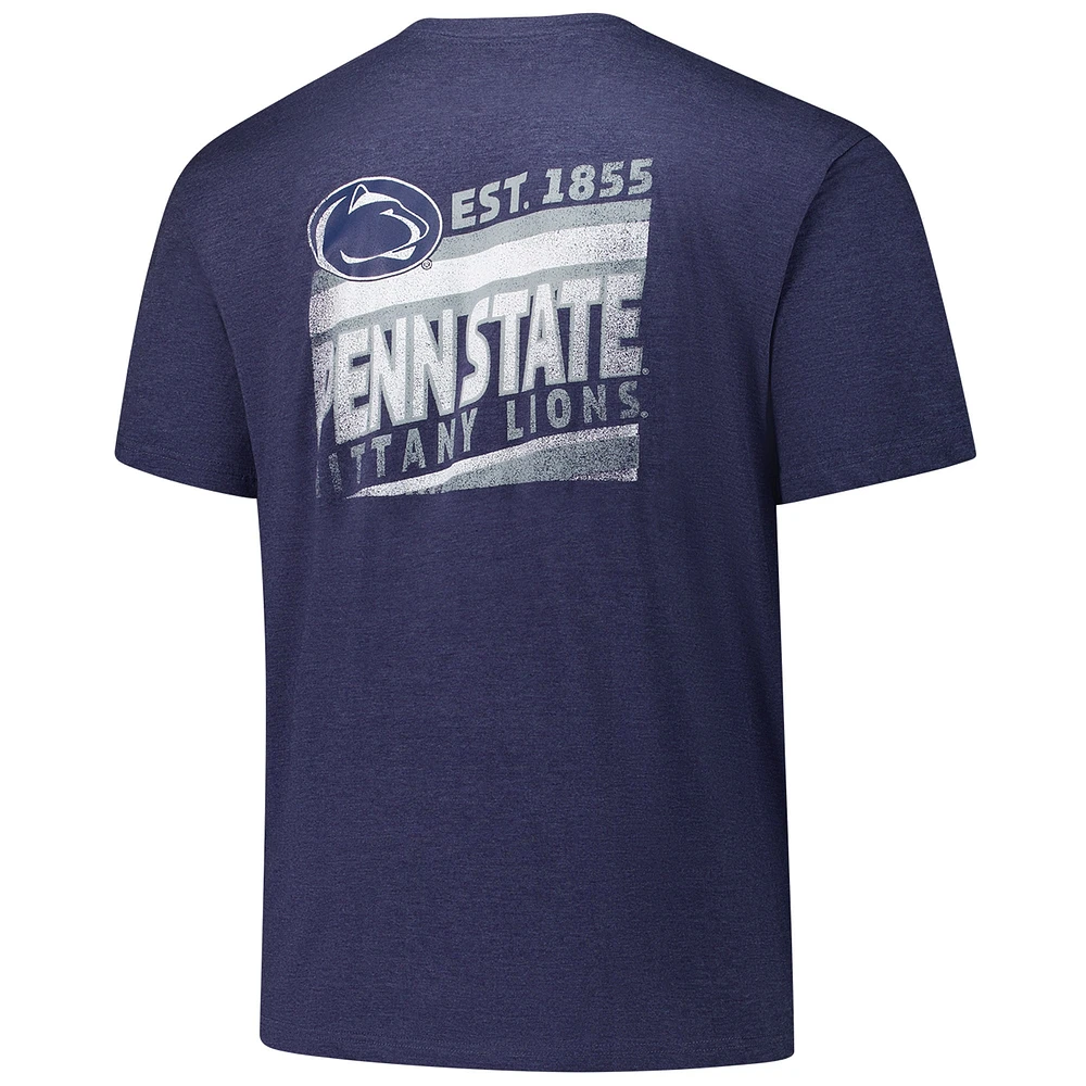 T-shirt fanatique bleu marine Penn State Nittany Lions pour homme, grande taille, idéal et délavé