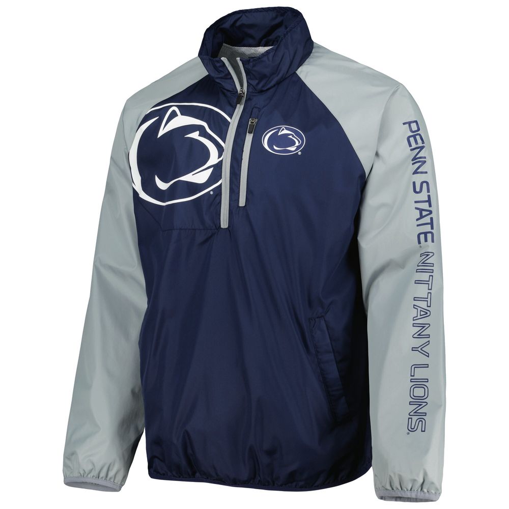 Men's G-III Sports by Carl Banks Navy/Gray Penn State Nittany Lions Point Guard Raglan Half-Zip Jacket