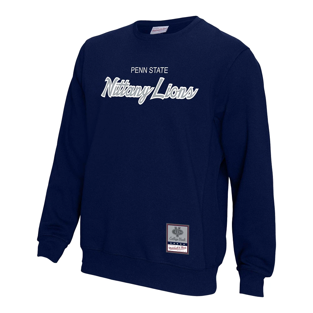 Men's Mitchell & Ness  Navy Penn State Nittany Lions Elite Script Pullover Sweatshirt