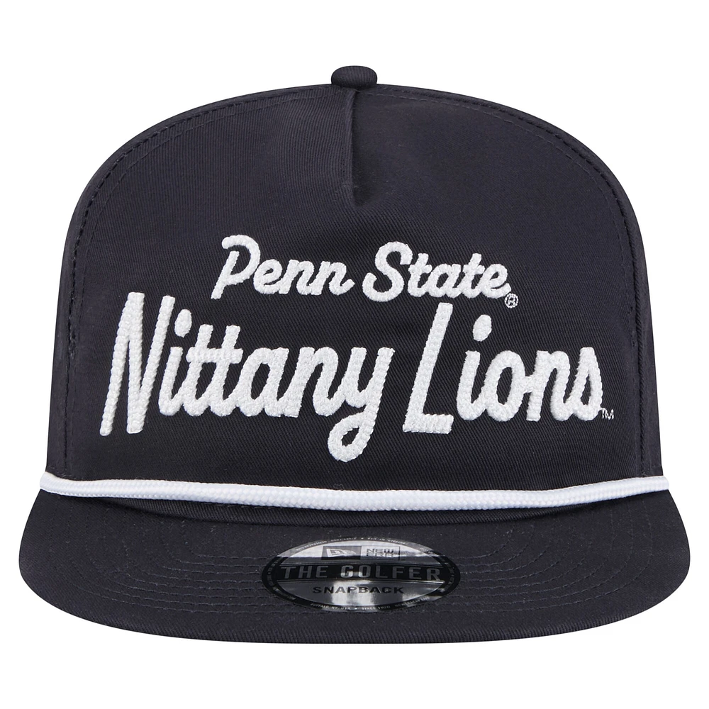 Casquette snapback de golfeur New Era bleu marine Penn State Nittany Lions Adventure Team Text pour homme