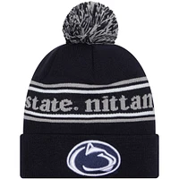 Bonnet en tricot à revers avec pompon New Era pour hommes, Penn State Nittany Lions, bleu marine
