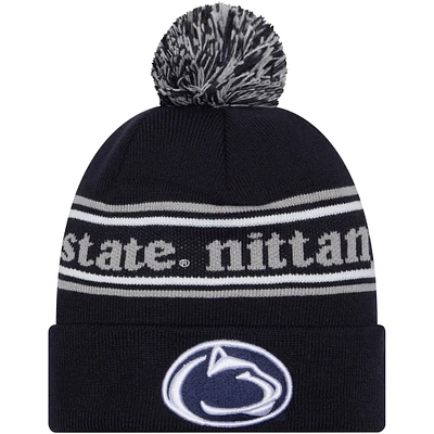 Bonnet en tricot à revers avec pompon New Era pour hommes, Penn State Nittany Lions, bleu marine