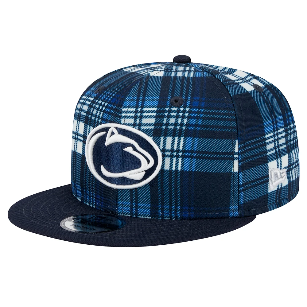 Casquette Snapback à carreaux Penn State Nittany Lions 9FIFTY de New Era pour homme bleu marine