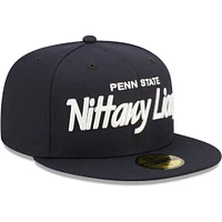 Casquette ajustée New Era Penn State Nittany Lions Script Original 59FIFTY bleu marine pour homme