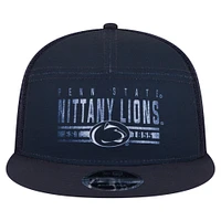 Men's New Era Navy Penn State Nittany Lions Split Panel 9FIFTY Snapback Trucker Hat