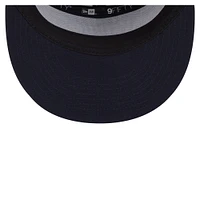 Men's New Era Navy Penn State Nittany Lions Split Panel 9FIFTY Snapback Trucker Hat