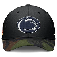 Men's Nike Black/Camo Penn State Nittany Lions 2024 Military Appreciation Rise Swoosh Performance Flex Hat