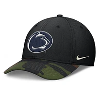 Men's Nike Black/Camo Penn State Nittany Lions 2024 Military Appreciation Rise Swoosh Performance Flex Hat