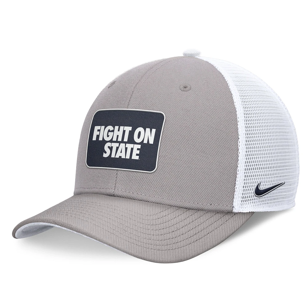 Casquette ajustable Nike Penn State Nittany Lions Local Rise Trucker pour hommes, gris/blanc