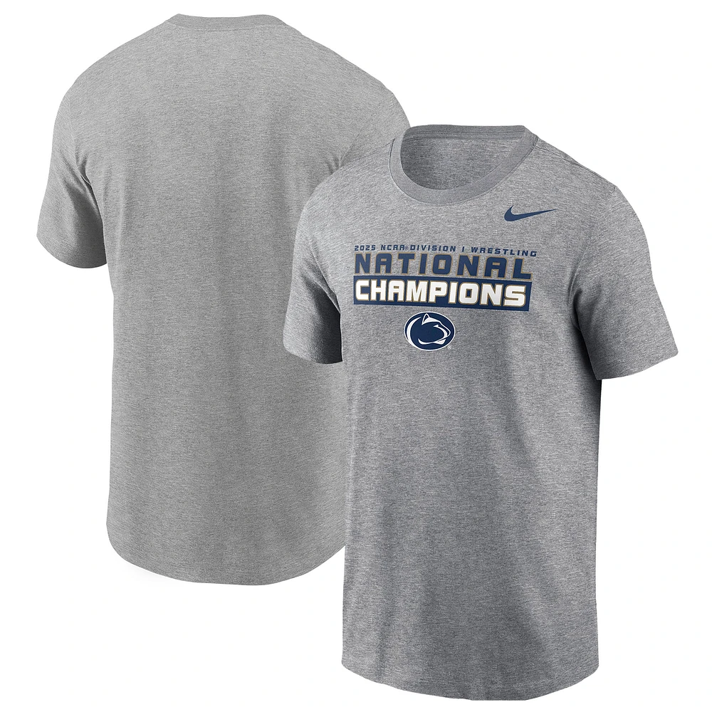 T-shirt Nike gris pour homme Penn State Nittany Lions 2025 NCAA Wrestling National Champions