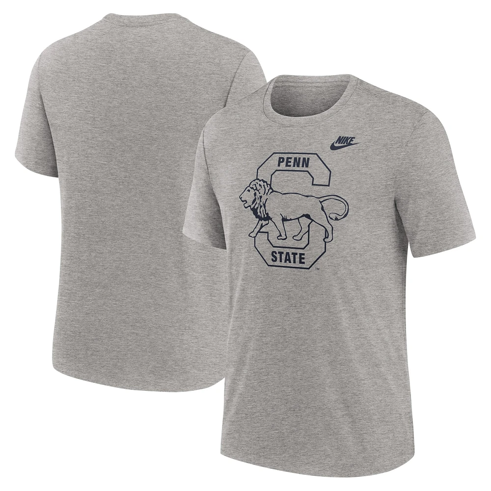 Men's Nike Heather Gray Penn State Nittany Lions Blitz Legacy Primary Tri-Blend T-Shirt