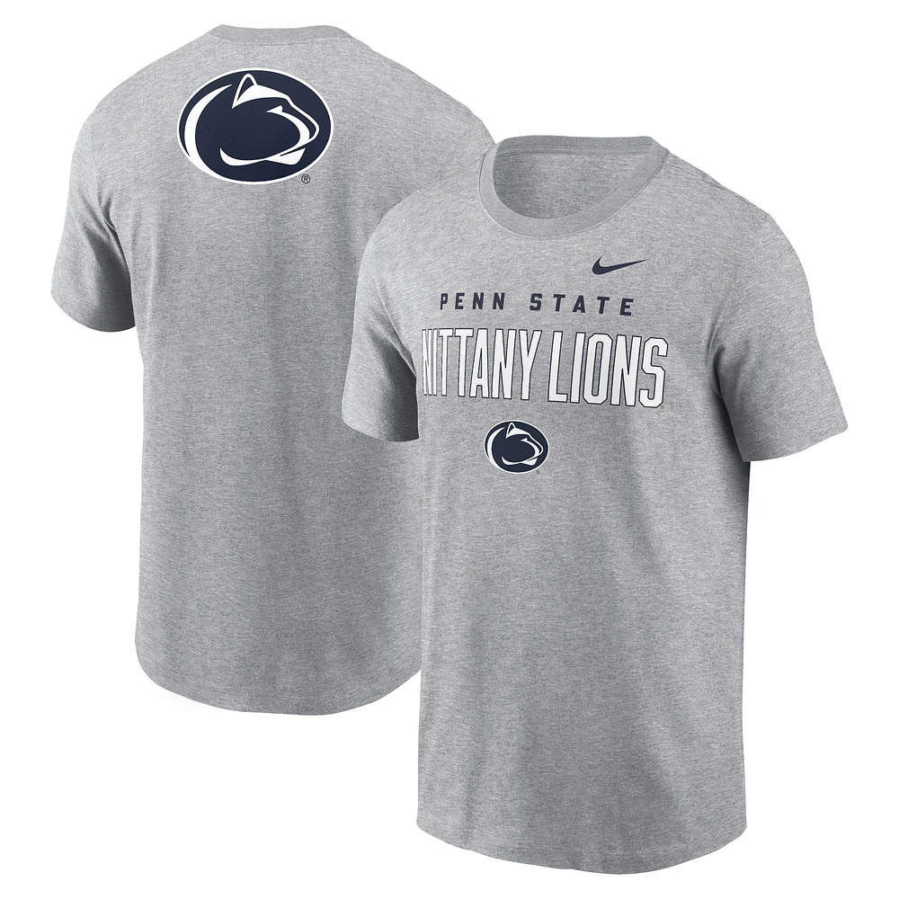 Men's Nike Heather Gray Penn State Nittany Lions Campus 2-Hit Primary Mascot T-Shirt