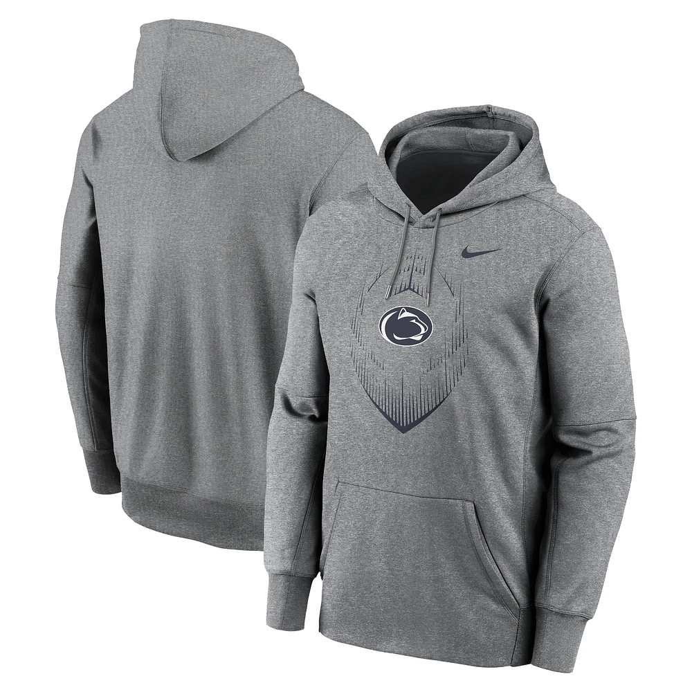 Sweat à capuche Nike Heather Grey Penn State Nittany Lions Icon Football Performance pour homme