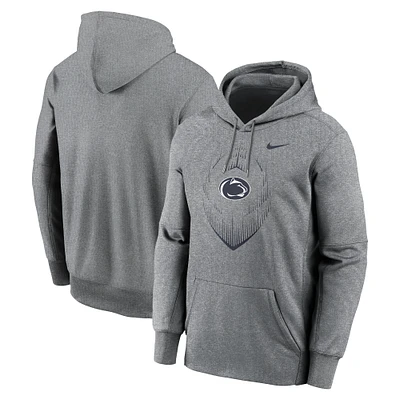 Men's Nike Heather Gray Penn State Nittany Lions Icon Football Performance Pullover Hoodie