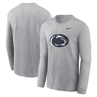 Men's Nike Heather Gray Penn State Nittany Lions Primary Logo Long Sleeve T-Shirt