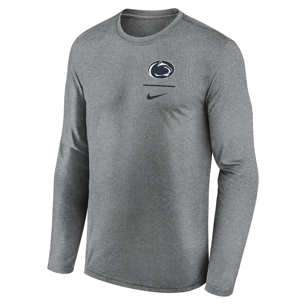 Men's Nike Heather Gray Penn State Nittany Lions Primary Stack Legend Long Sleeve T-Shirt