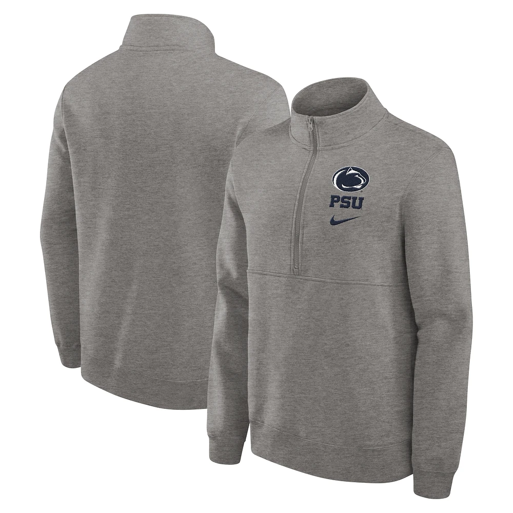 Sweat-shirt Nike gris chiné Penn State Nittany Lions Primetime Club à demi-zip pour homme