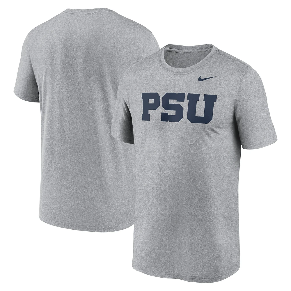 T-shirt avec logo alternatif Nike Penn State Nittany Lions Primetime Legend pour homme, gris chiné