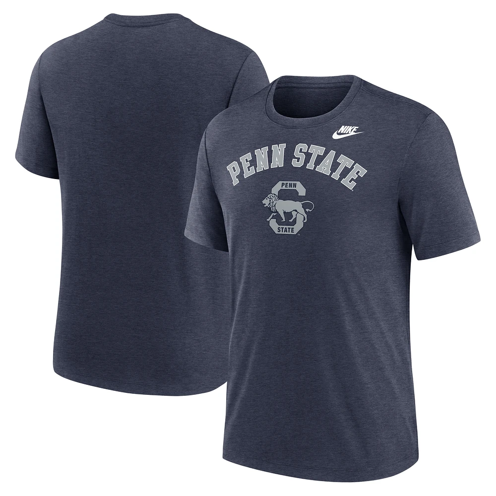 T-shirt Nike bleu marine chiné pour homme Penn State Nittany Lions Legacy Arch Tri-Blend