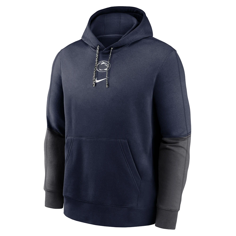 Sweat à capuche Nike bleu marine/anthracite Penn State Nittany Lions 2024 Sideline Club pour homme